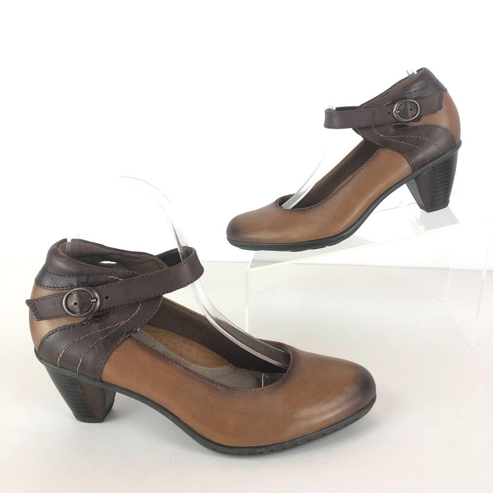 *SOLD* Earth Garnet Almond Brown Ankle Strap Heels Sz 8B - Picture 3 of 9